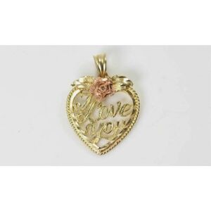 14k Solid gold heart I love you necklace‎ pendant mother's day valentine